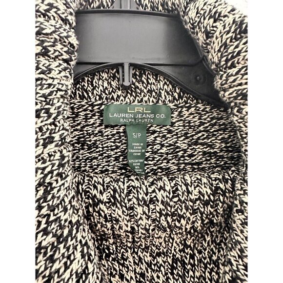 LRL Lauren Jeans Co Women's Sweater S/P Black Marbled Knit Cowl Neck Grandmacore - Picture 4 of 12